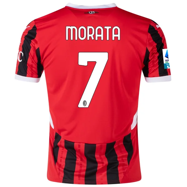 Puma AC Milan Alvaro Morata Home Jersey w/ Serie A Patch 24/25 (Puma Red/Puma Black) Dapper Men's 1920S