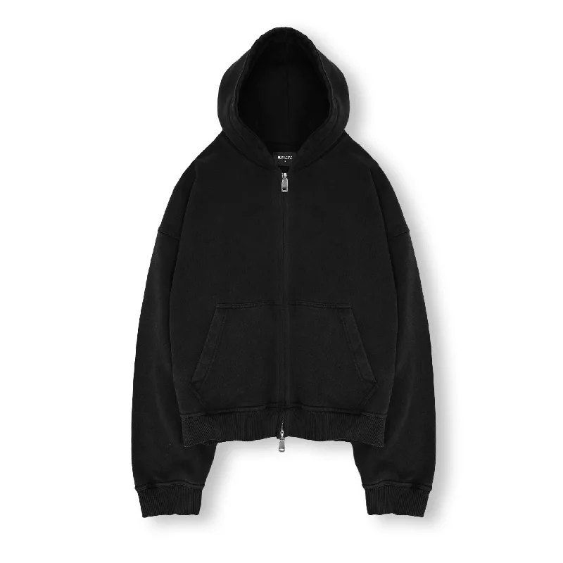 Cropped Zip Hoodie - Black Athletic Men's High