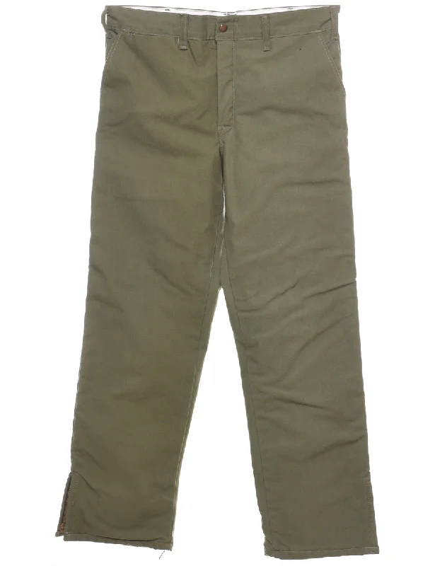 Olive Green Classic Khakis - W34 L30 Unique Men's Patch