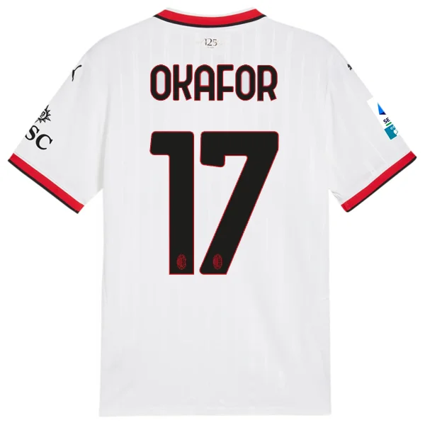 Puma AC Milan Noah Okafor Away Jersey w/ Serie A Patch 24/25 (Puma White) Athletic Men's Compression