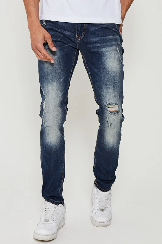 Royal Oak Tapered Jeans - Mid Blue Youthful Men's Pop