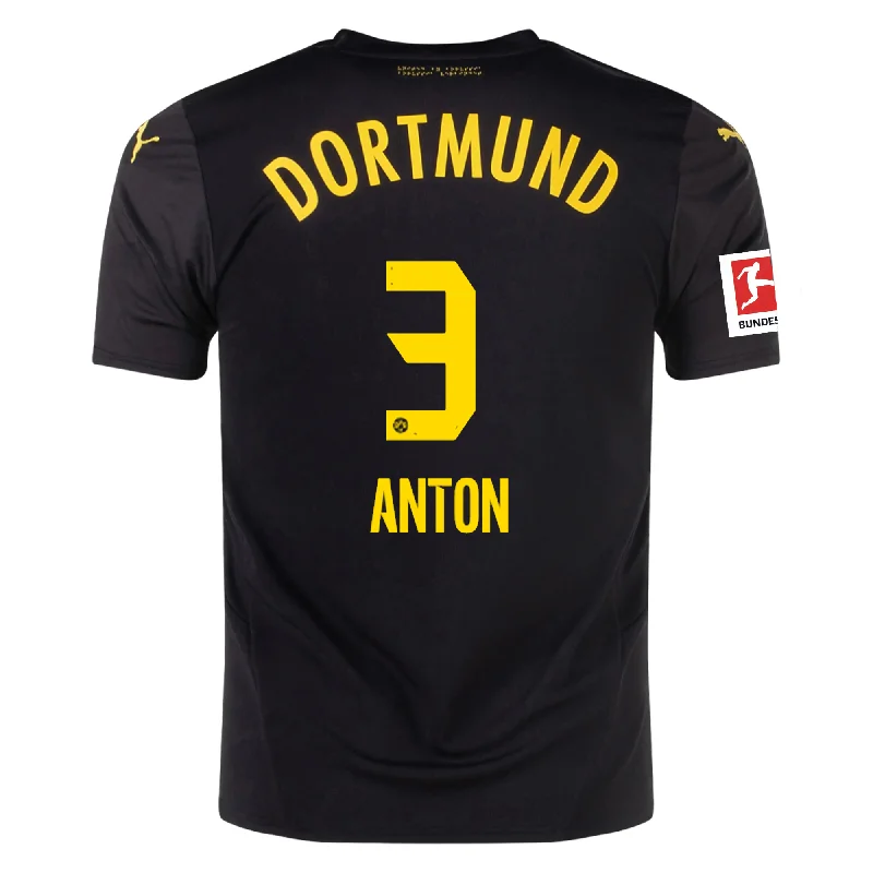 Puma Borussia Dortmund Waldemar Anton Away Jersey w/ Bundesliga Patch 24/25 (Puma Black/Faster Yellow) Dapper Men's 1920S