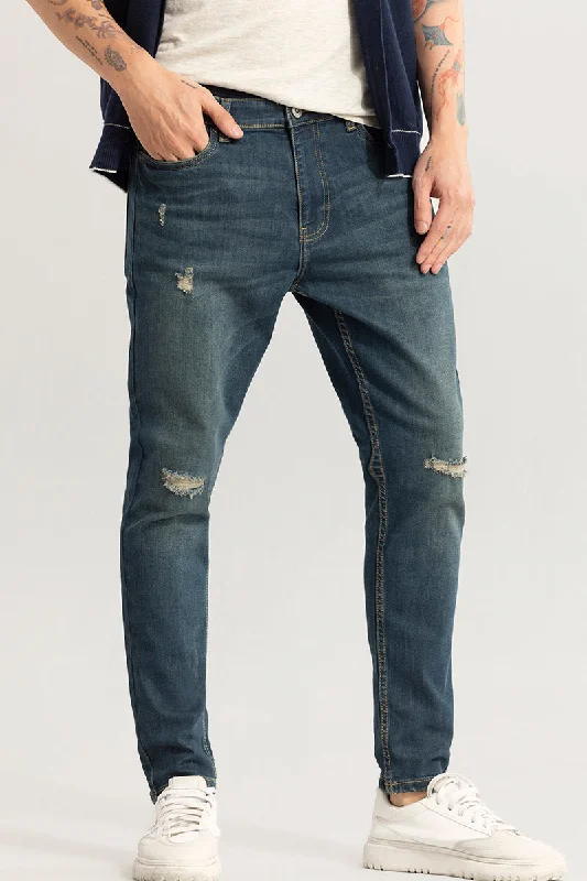 Trendsetter Dark Blue Skinny Fit Distressed Jeans British Gentleman Style