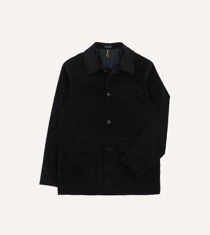 Navy Velvet Three-Pocket Chore Jacket Bohemian Men's Free