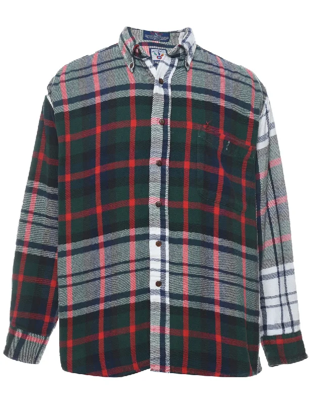 Long Sleeved Multi-Colour Checked Shirt - M Relaxed Men's Australian 