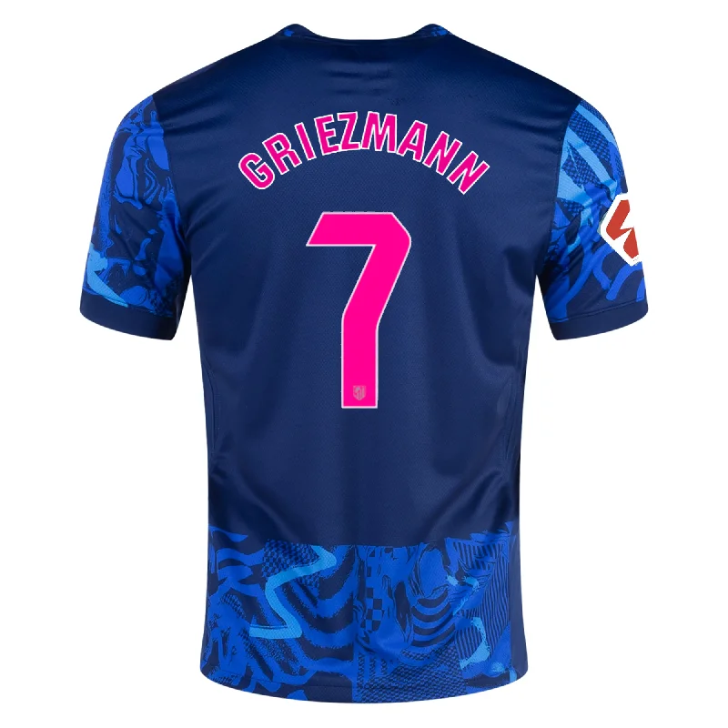 Nike Atletico Madrid Antoinne Griezmann Third Jersey w/ La Liga Patch 24/25 (Blue Void/Pink Glow) Rugged Men's Outdoor 