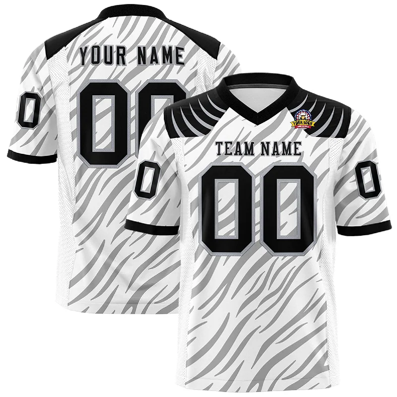 Custom White Gray Personalized Tiger Stripe Graffiti Pattern Authentic Football Jersey Trendy Men's Scandinavian