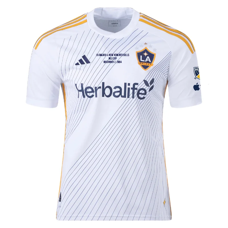 adidas LA Galaxy Authentic Home Jersey 24/25 + Apple TV & MLS w/ MLS Final Match Details(White/Yellow/Navy) Relaxed Men's Australian 