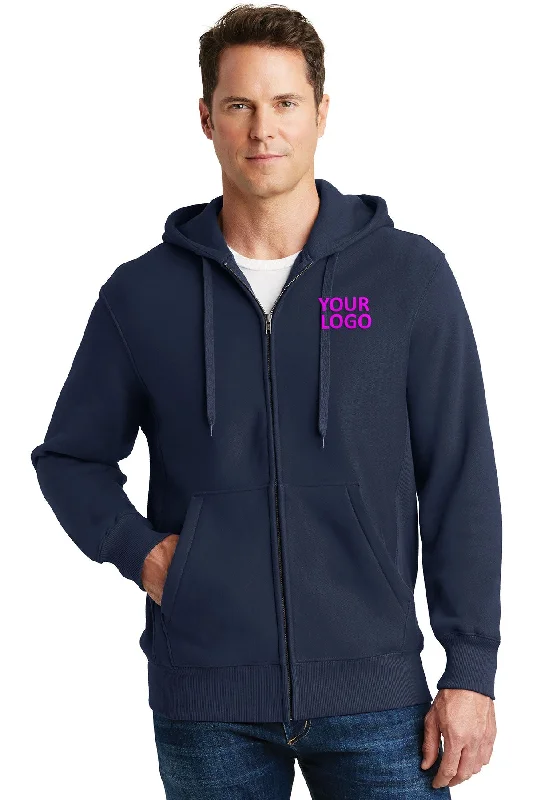 Sport-Tek Super Heavyweight Custom Full-Zip Hooded Sweatshirts, True Navy Artistic Men's Avant