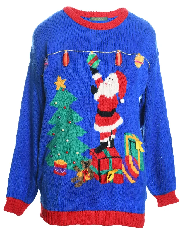 Santa Claus Christmas Jumper - M Trendy Men's Oversized