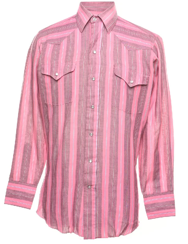 Striped Pink Classic Western Shirt - S Trendy Men's Bucket