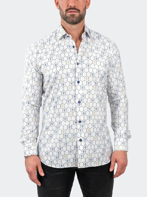 Maceoo Stretch Shirt | Fibonacci Bumblegon White Casual Men's Japanese 