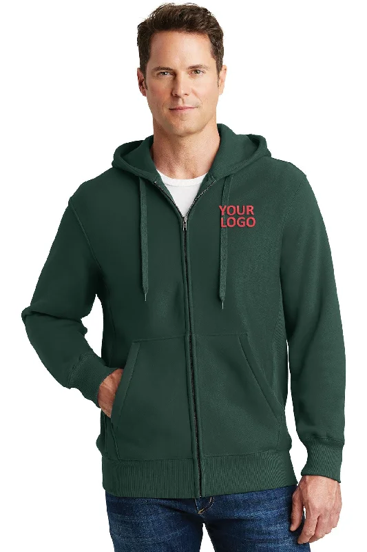 Sport-Tek Super Heavyweight Customized Full-Zip Hooded Sweatshirts, Dark Green Beach