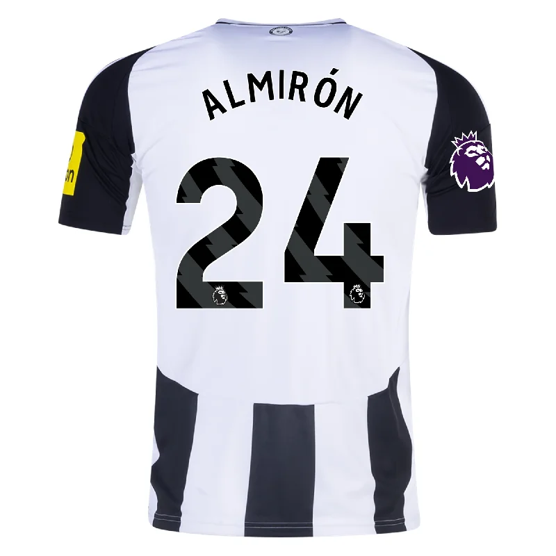 adidas Newcastle United Miguel Almirón Home Jersey w/ EPL Patch 24/25 (Black/White) Polished Men's Satin