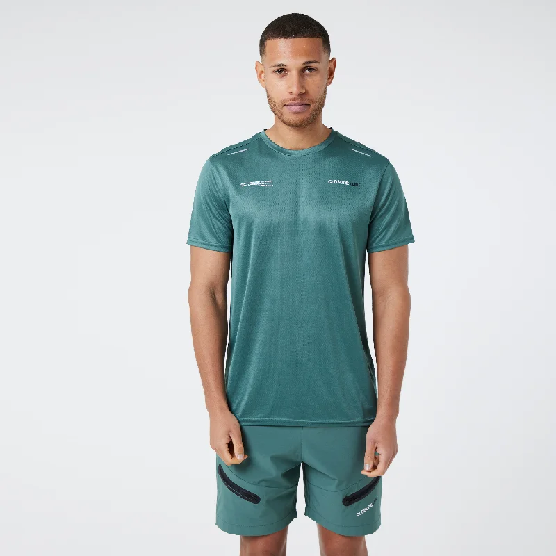 Tech Zipped T-Shirt & Short Set | Dark Teal Bold Men's Animal