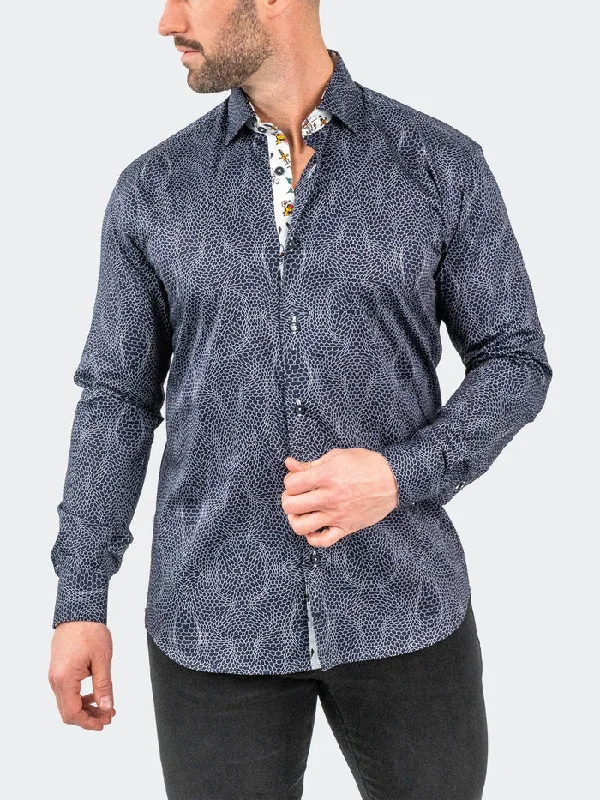 Maceoo Stretch Shirt | Fibonacci Piratenet Navy Sophisticated Men's French