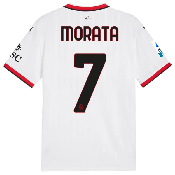 Puma AC Milan Alvaro Morata Away Jersey w/ Serie A Patch 24/25 (Puma White) Hip Men's Retro