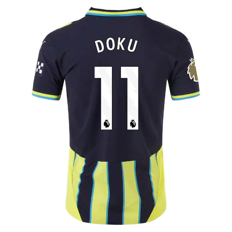 Puma Manchester City Authentic Jeremy Doku Away Jersey w/ EPL + Club World Cup Patch 24/25 (New Navy/Yellow Glow) Laid