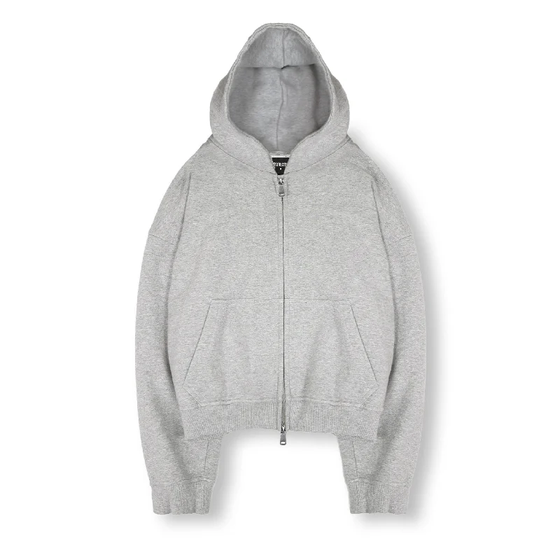 Cropped Zip Hoodie - Light Marl Grey Practical Men's Quick