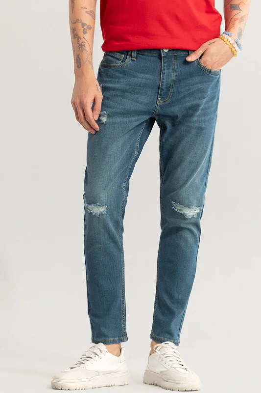 Trendsetter Ash Blue Skinny Fit Distressed Jeans Modern Men's Tech