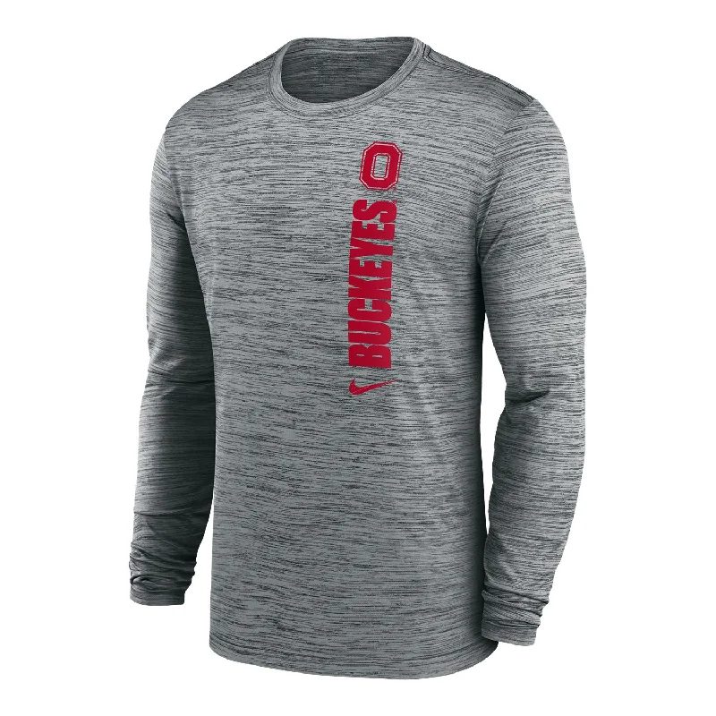 Ohio State Buckeyes Nike Dri-FIT Sideline Velocity Gray Long Sleeve T-Shirt Youthful Men's Anime