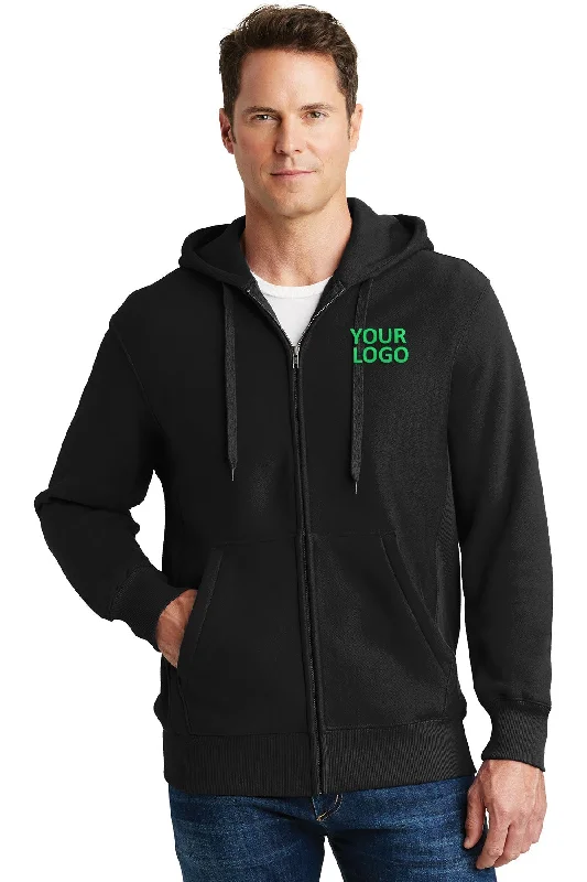 Sport-Tek Super Heavyweight Branded Full-Zip Hooded Sweatshirts, Black Luxurious Men's High