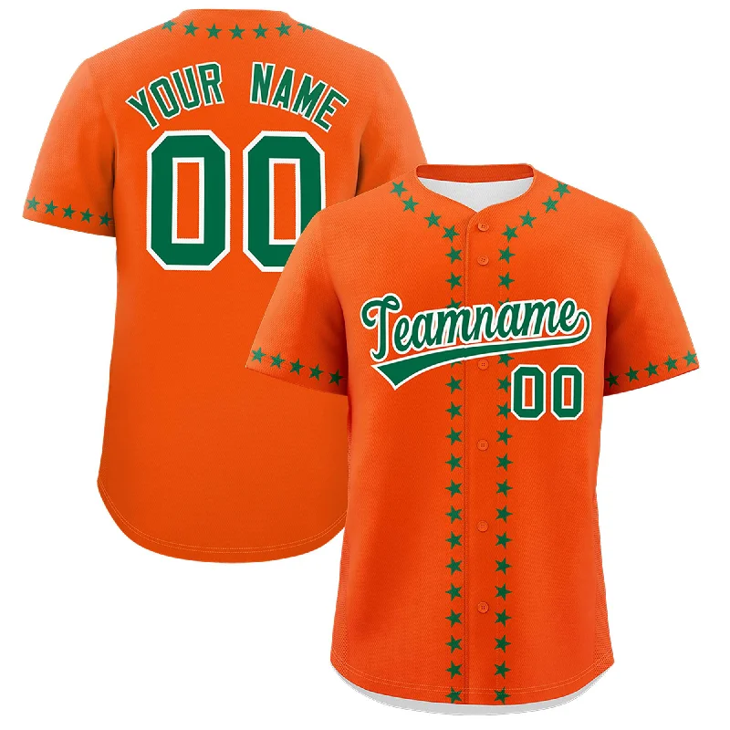 Custom Orange Kelly Green Star Ribbing Authentic Baseball Jersey Sporty Men's Athleisure 