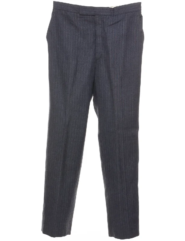 Pinstriped Navy Classic Trousers - W30 L31 Street