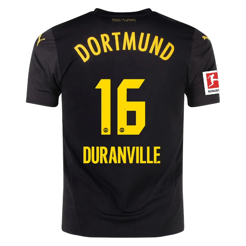 Puma Borussia Dortmund Julien Duranville Away Jersey w/ Bundesliga Patch 24/25 (Puma Black/Faster Yellow) Dynamic Men's Moto