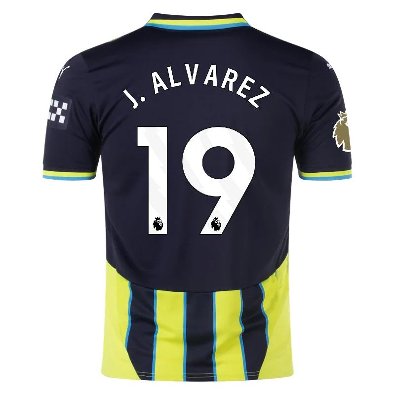 Puma Manchester City Julian Alvarez Away Jersey w/ EPL + Club World Cup Patch 24/25 (New Navy/Yellow Glow) Youthful Men's Anime