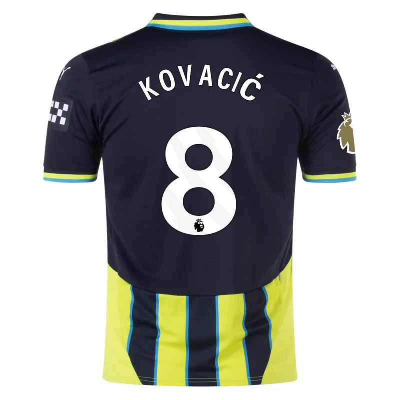 Puma Manchester City Mateo Kovačić Away Jersey w/ EPL + Club World Cup Patch 24/25 (New Navy/Yellow Glow) Trendy Men's Oversized