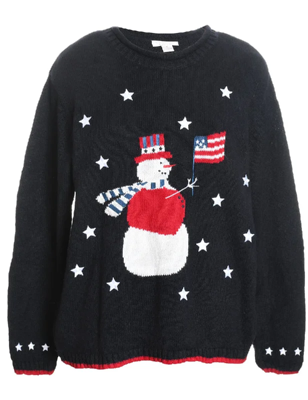 Snowman Christmas Jumper - L Stylish Men's Tropical 