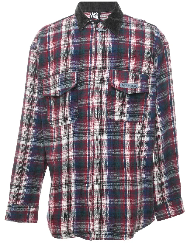 Long Sleeved Multi-Colour Checked Shirt - L Cool Men's Distressed