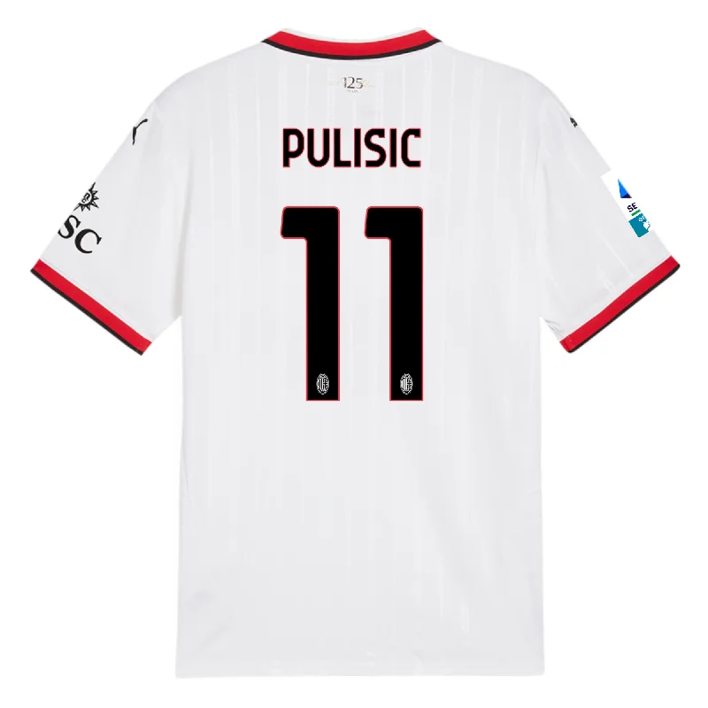 Puma AC Milan Christian Pulisic Away Jersey w/ Serie A Patch 24/25 (Puma White) British Gentleman Style