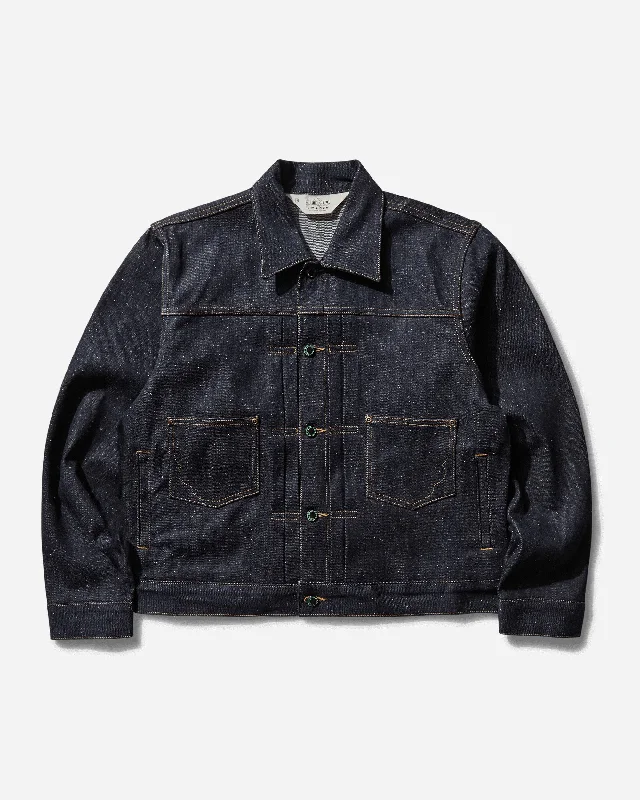 Men's Cropped Denim Trucker Jacket Indigo Tailored