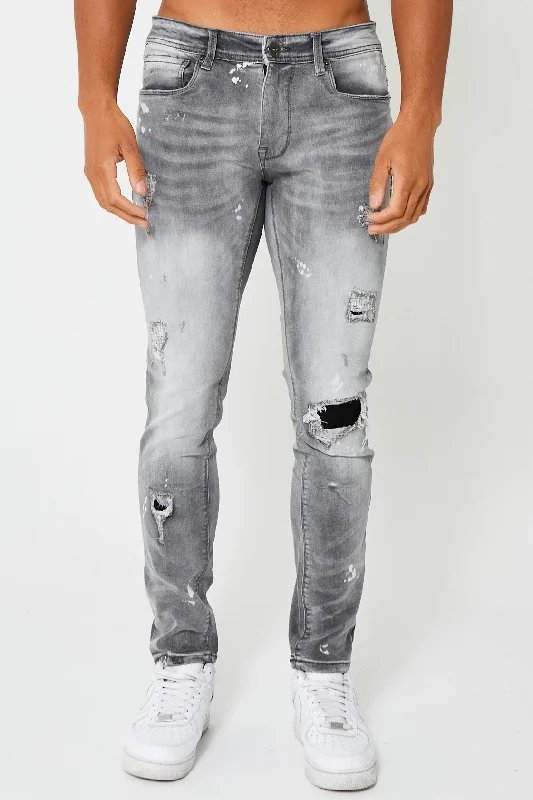 Harrow Tapered Jeans - Grey Polished Men's Satin