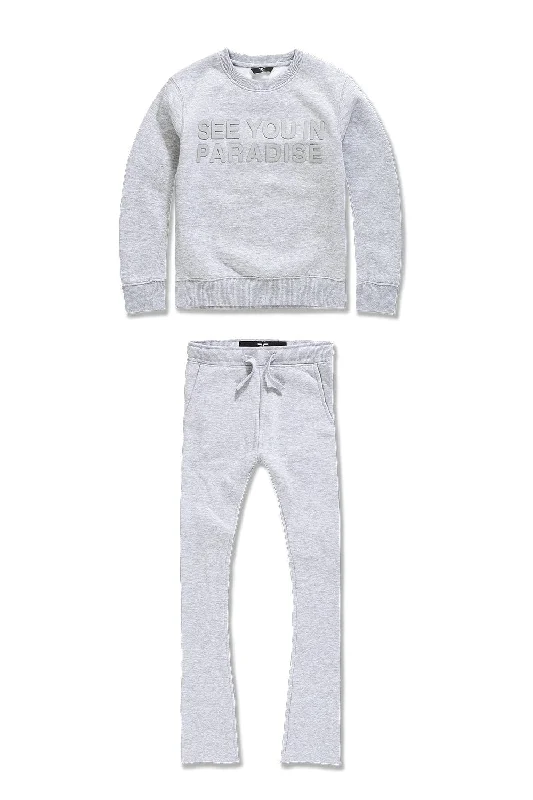Kids Crewneck Stacked Fleece Bundle (Heather Grey) Athletic Men's High
