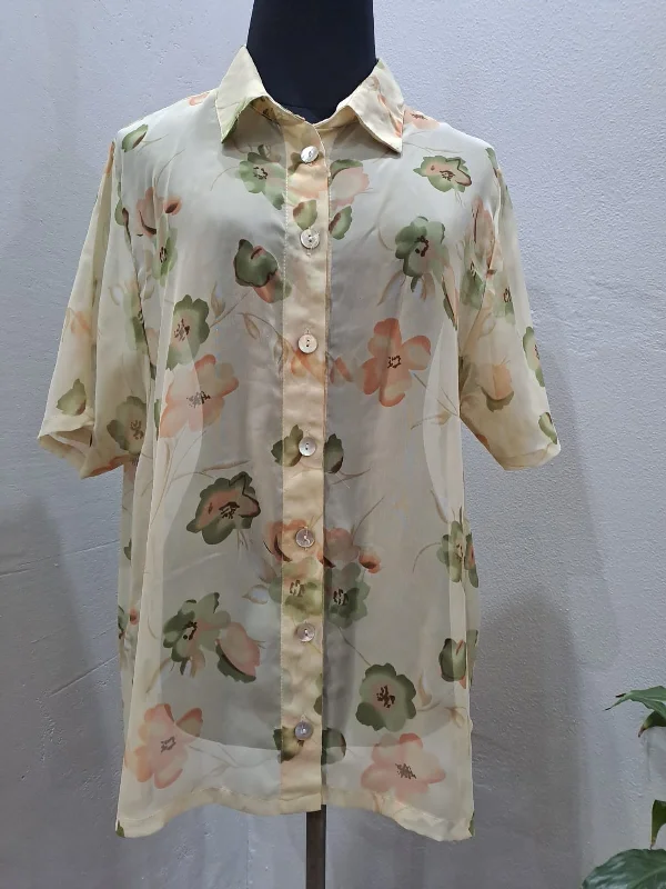 Floral Chiffon Shirt (Large) Earthy Men's Sustainable 