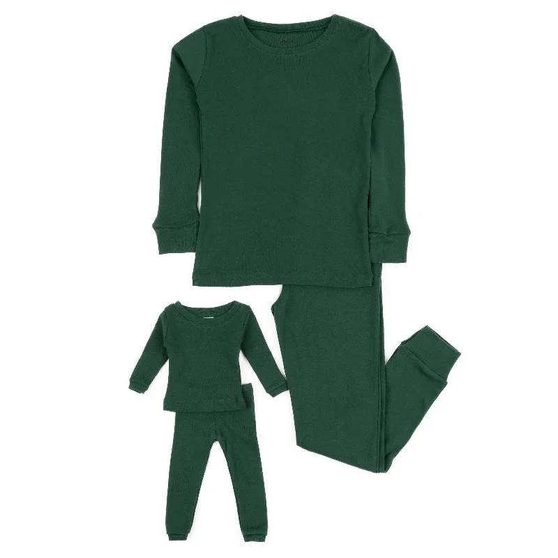 Girls and Matching Doll Cotton Pajamas Solid Green Unique Men's Patch