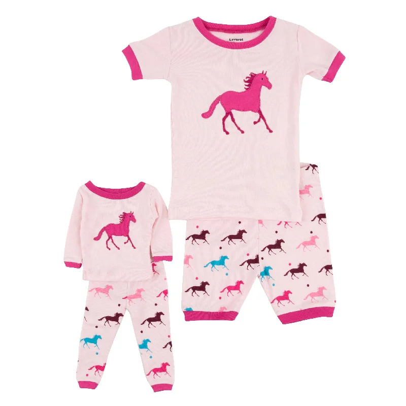 Girls and Matching Doll Short Pajamas Show Horse Dynamic Men's Moto