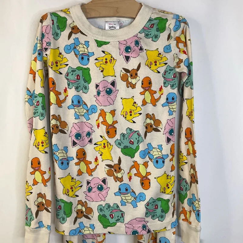 Size 8 (130): Hanna Andersson Creme/Colorful Pokémon Print 2pc PJs Modern Men's 