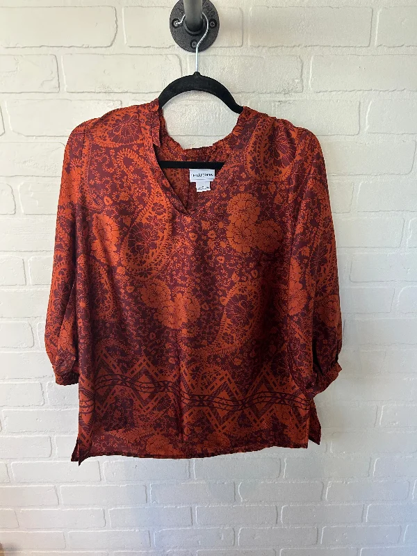 Top 3/4 Sleeve By Liz Claiborne In Orange, Size: M Bold Men's Statement