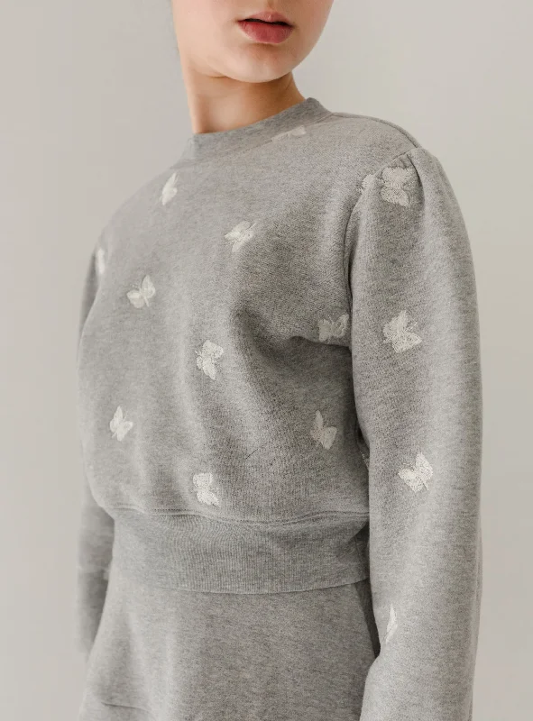 2097-Embroidered Butterfly Sweatshirt-Grey Marle Dapper Men's 1920S