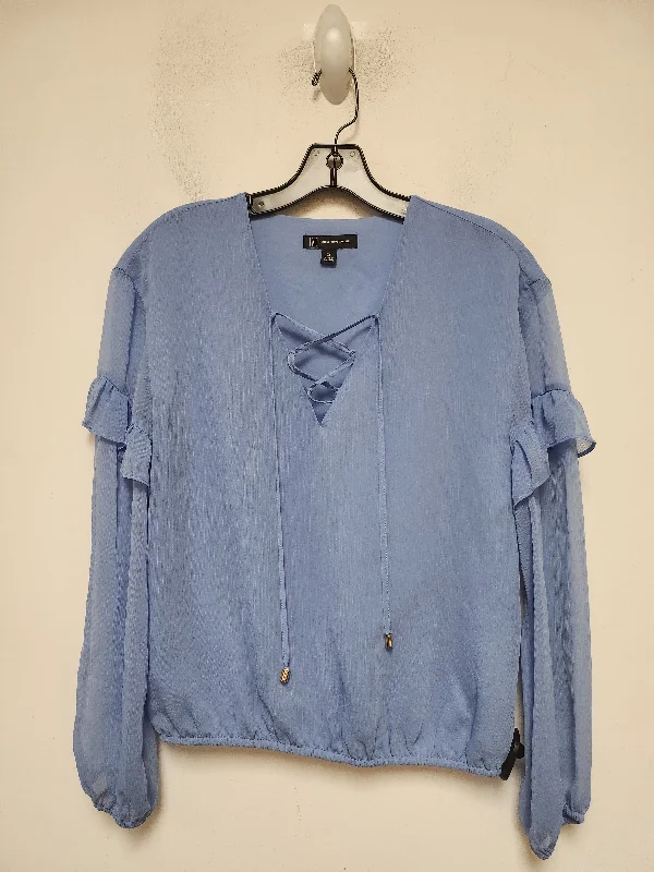 Top Long Sleeve By Inc In Blue, Size: Xs Polished Men's Satin