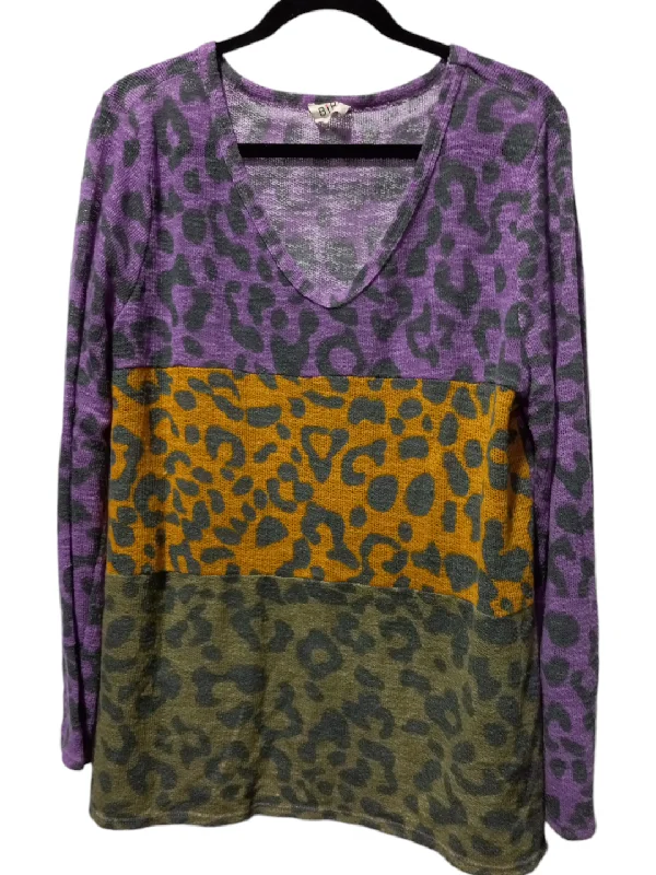 Top Long Sleeve By Bibi In Animal Print, Size: Xl Monochromatic Office Style