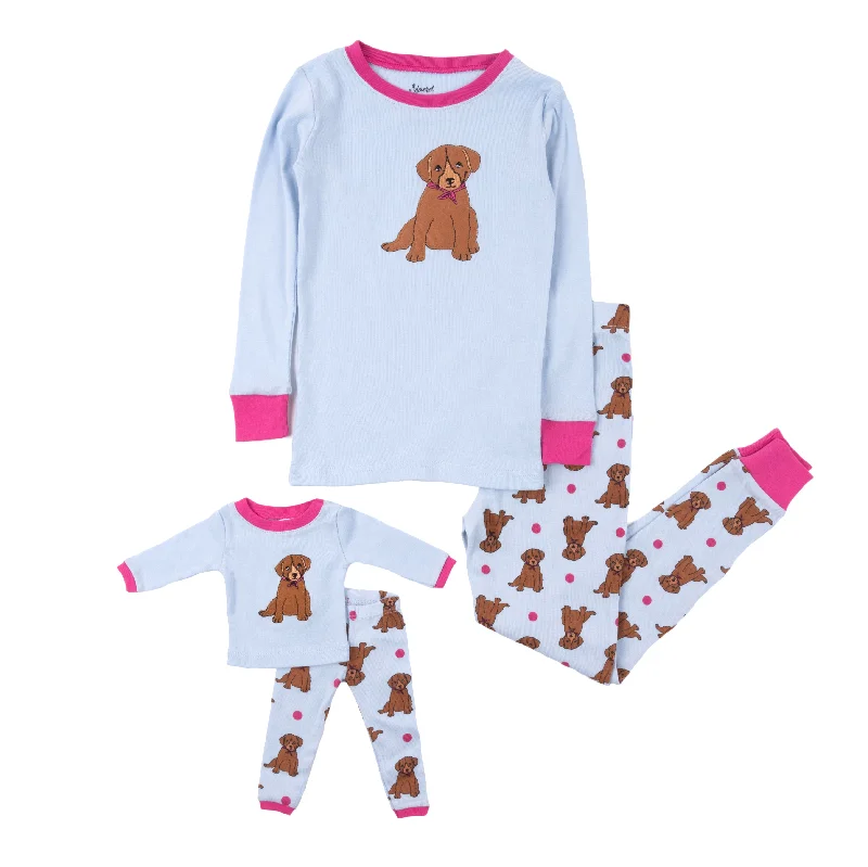 Girls and Matching Doll Cotton Pajamas Puppy Unique Men's Patch