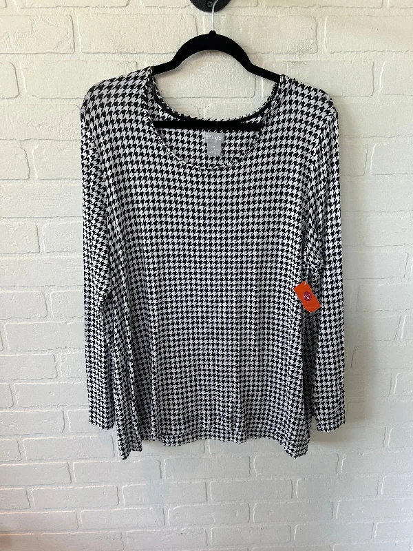 Top Long Sleeve By Chicos In Houndstooth, Size: Xl Casual Men's Loose