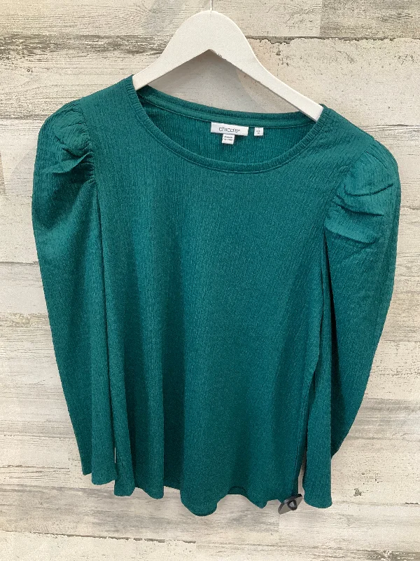 Top Long Sleeve By Chicos In Green, Size: M Vacation