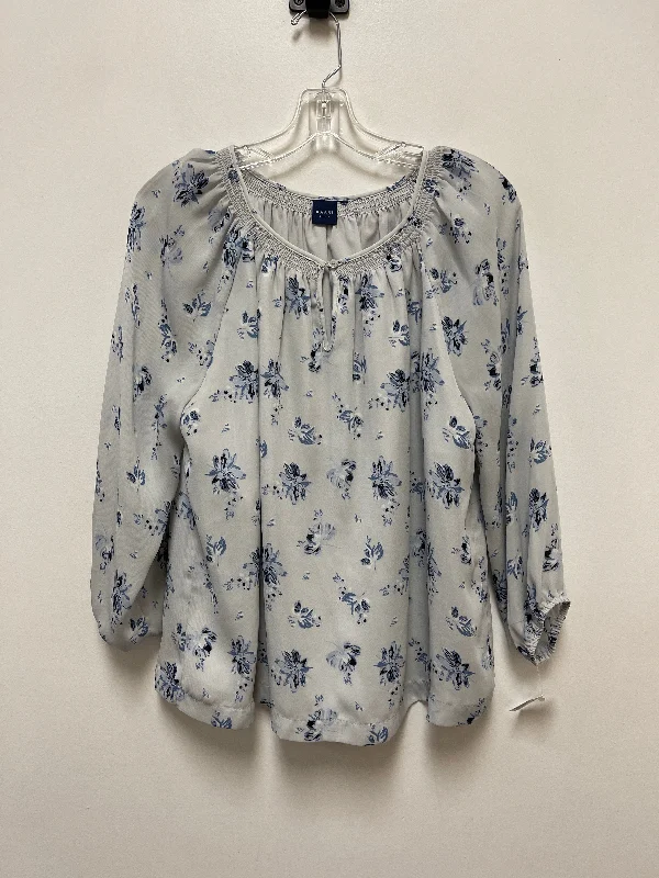 Top Long Sleeve By Kaari Blue In Floral Print, Size: S Trendy Men's Bucket