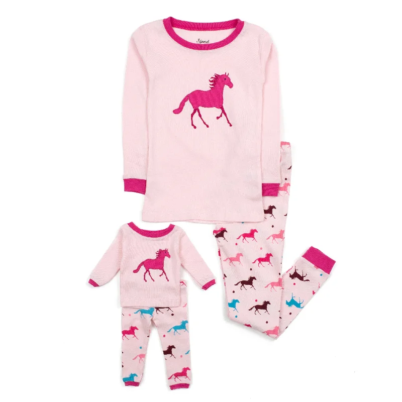 Girls and Matching Doll Cotton Pajamas Show Horse Refined Men's Velvet